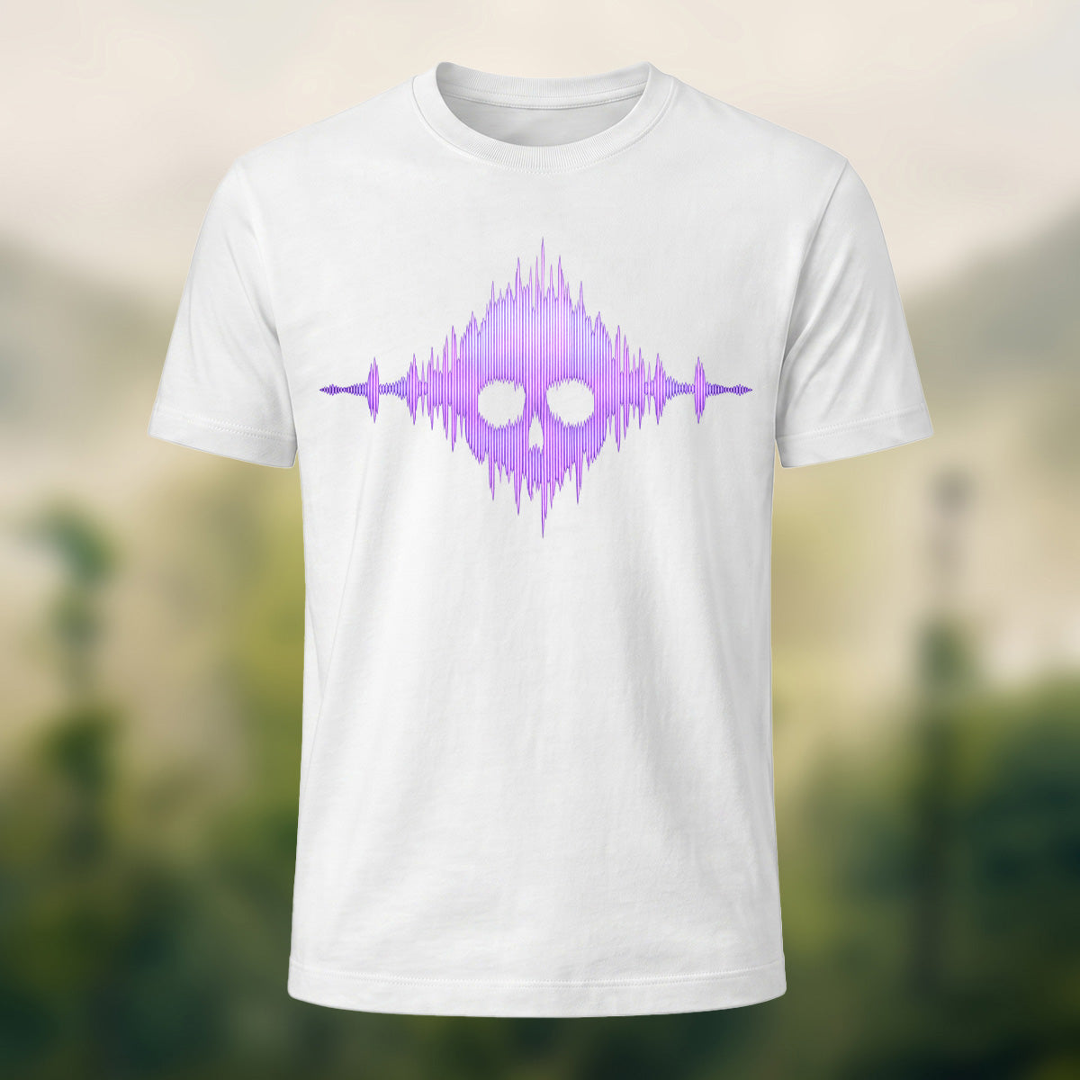 Gothic Skull Waveform Soft Cotton T-Shirt White
