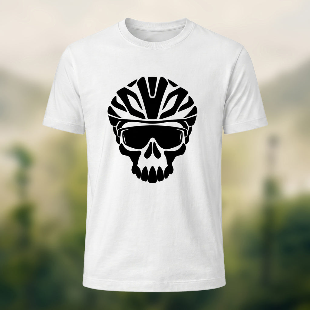 Edgy Cycling Skull Premium Cotton T-Shirt White