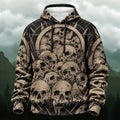Vintage Gothic All-Over Skull Hoodie