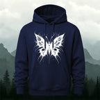 Cotton Made Dark Butterfly Skeleton Print Hoodie Navy