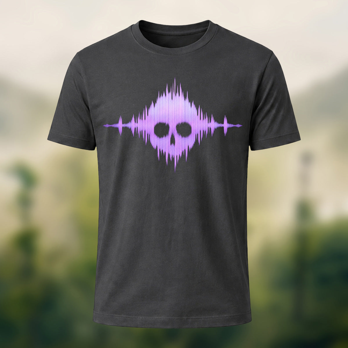 Gothic Skull Waveform Soft Cotton T-Shirt Dkgy