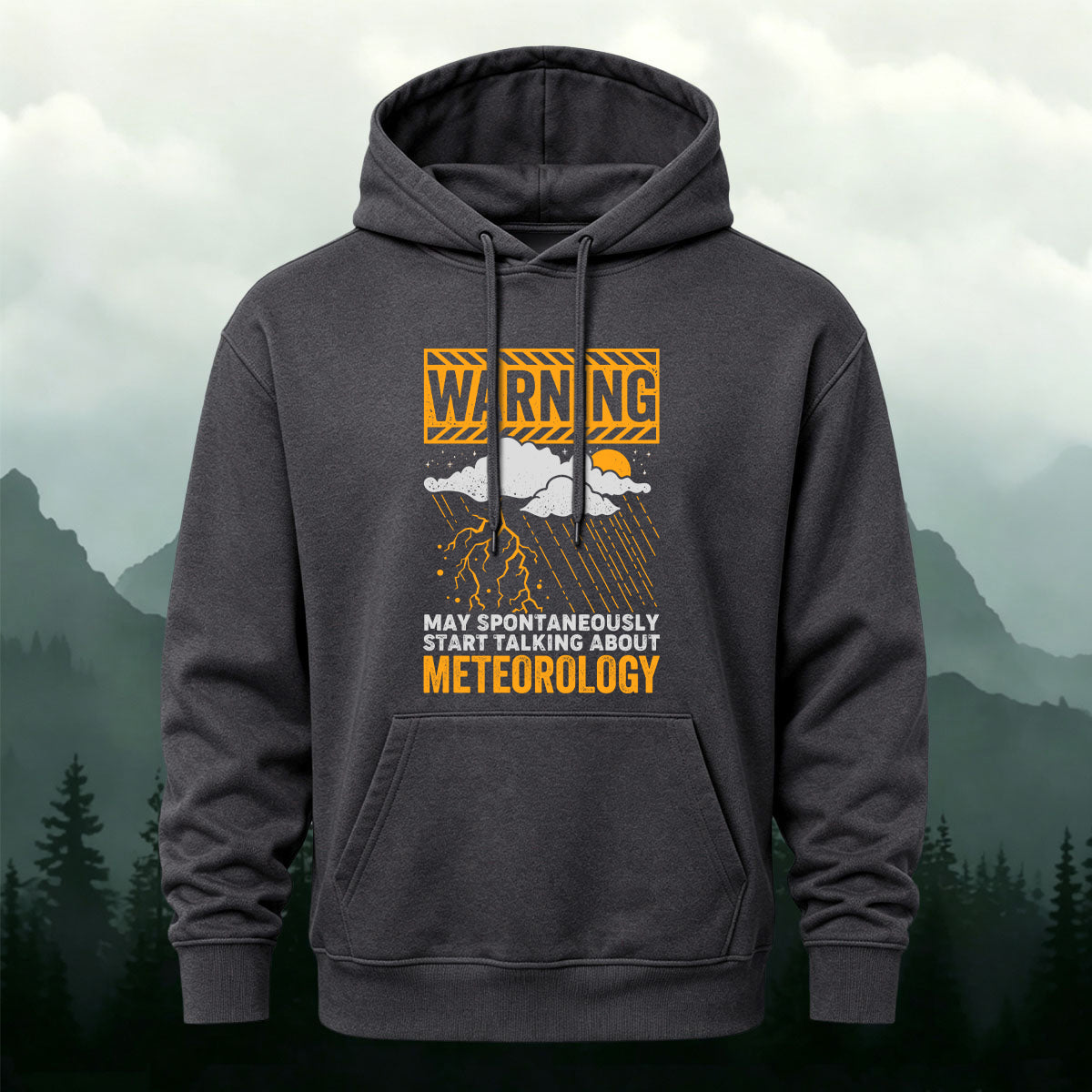 Cotton Made Weather Print Hoodie Dark Grey