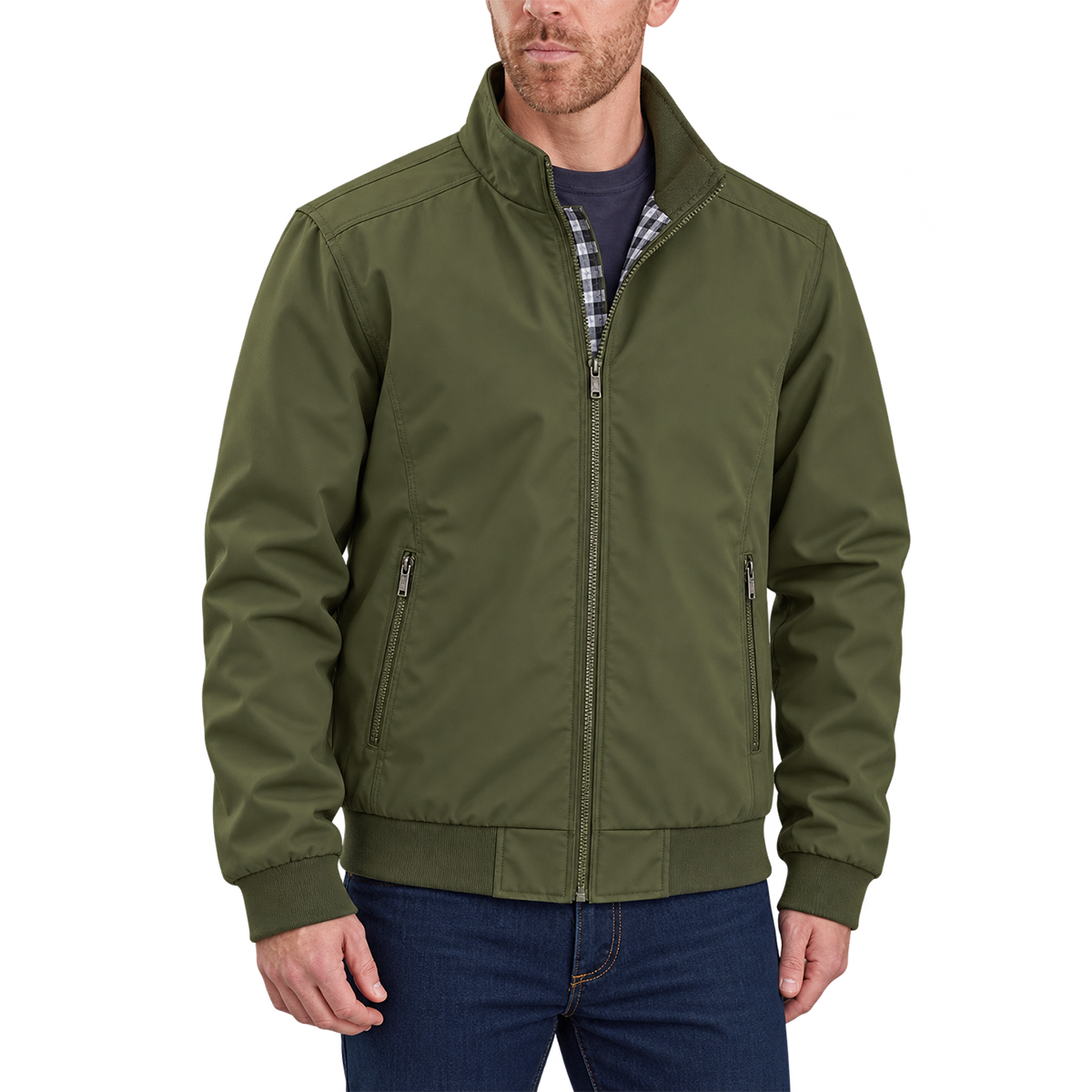 Vintage Classic Zip-Up Jacket Army Green