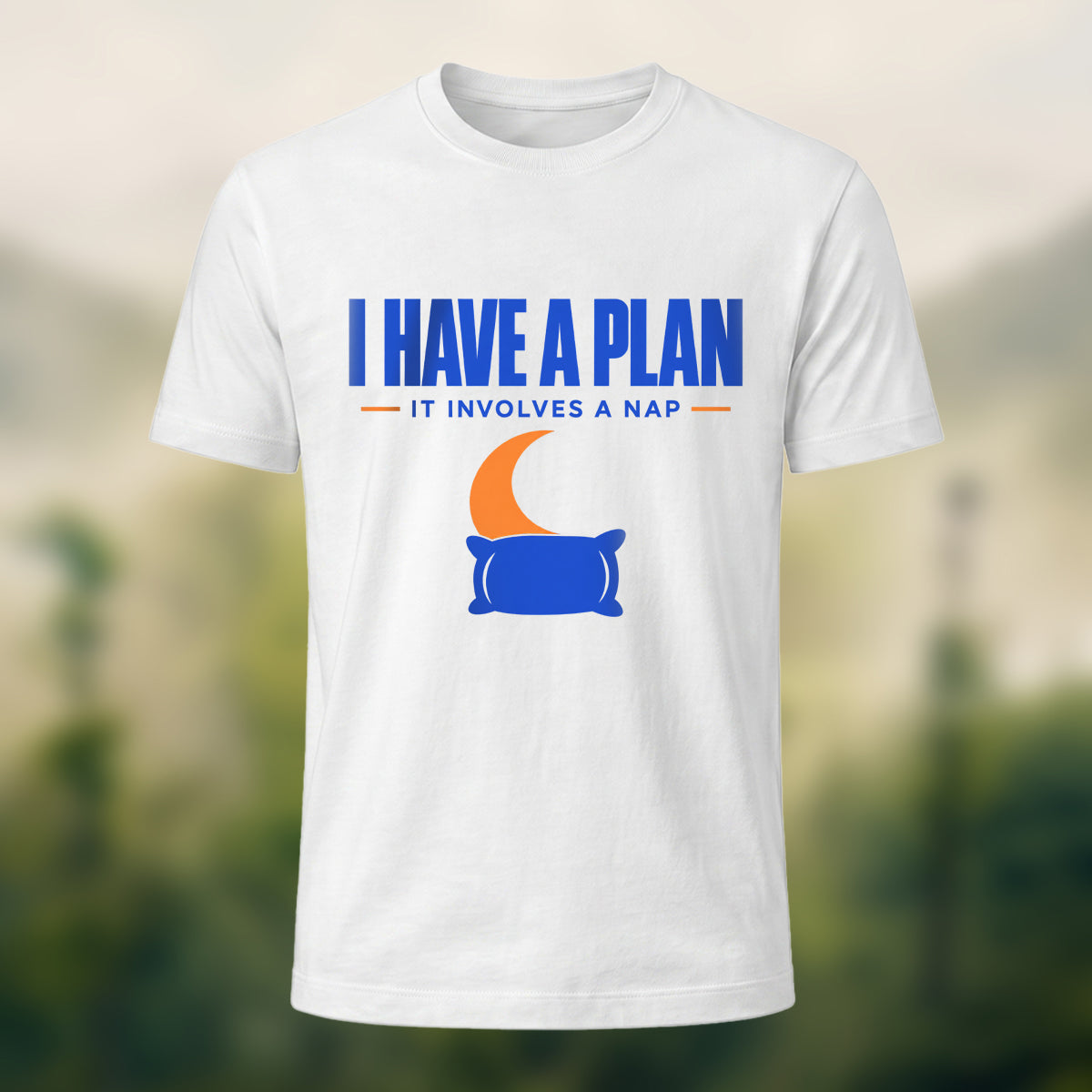 Playful Nap Illustration Combed Cotton T-Shirt White