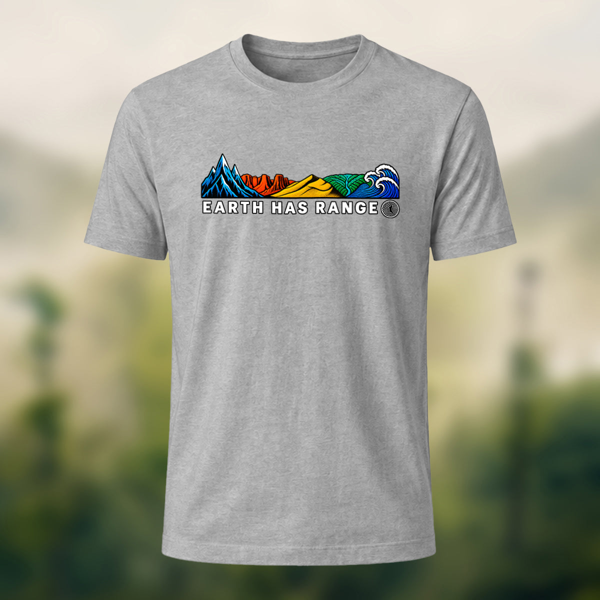 Artistic Earth Has Range Scenic Soft Cotton Tee Heather Grey