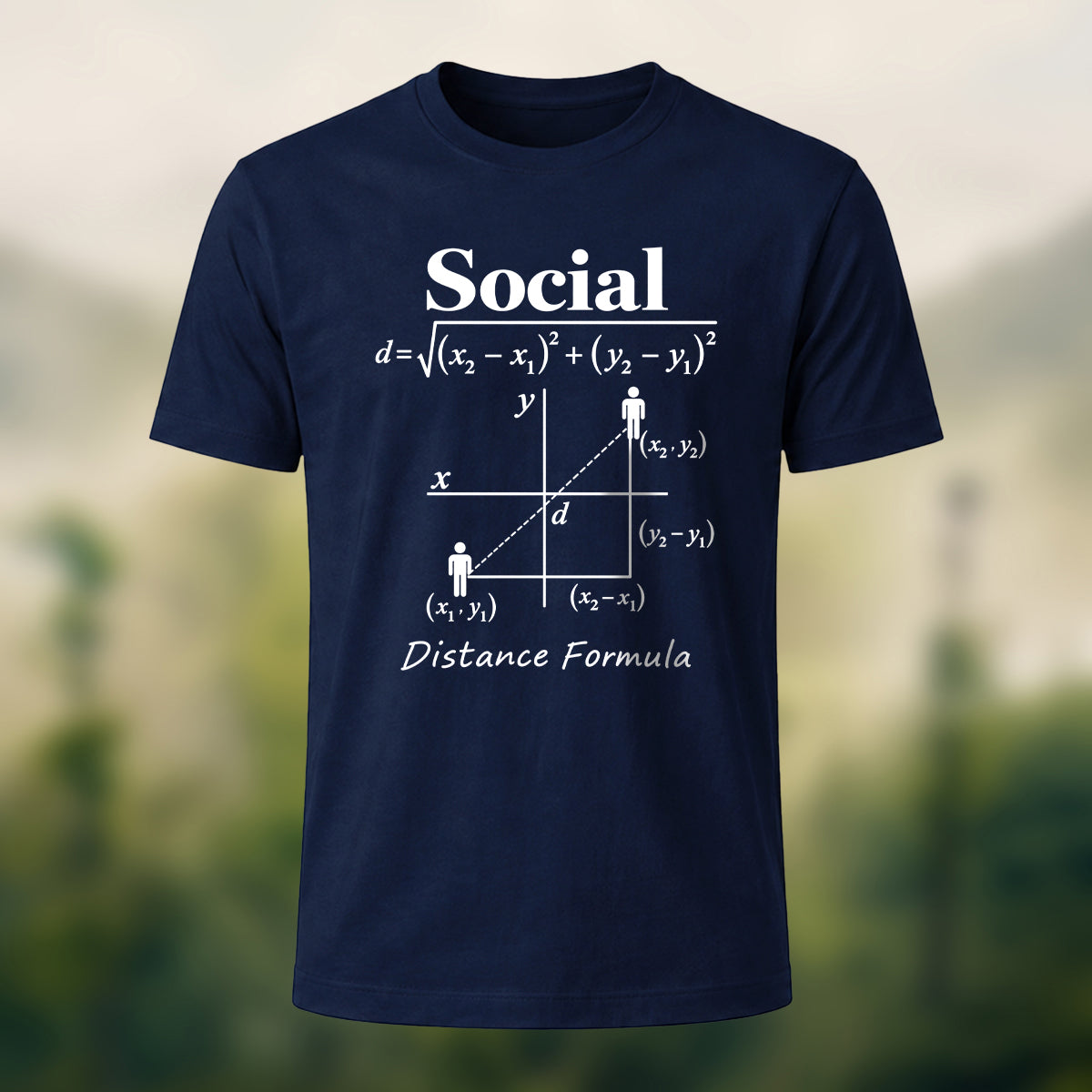 Creative Social Distance Premium Cotton T-Shirt Navy