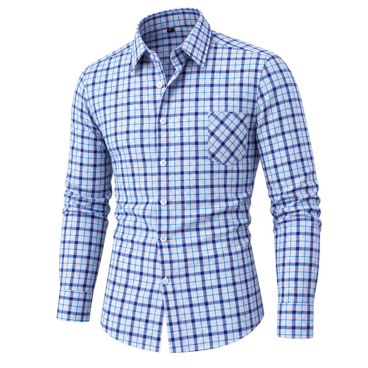 Retro Plaid Soft Cotton Button-Down Shirt 02