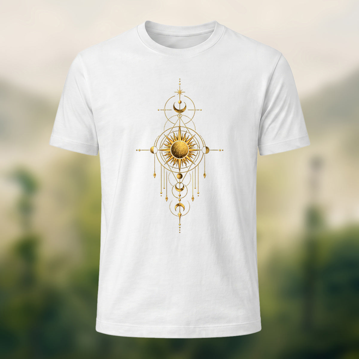 Mystical Sun Print Premium Cotton T-Shirt White