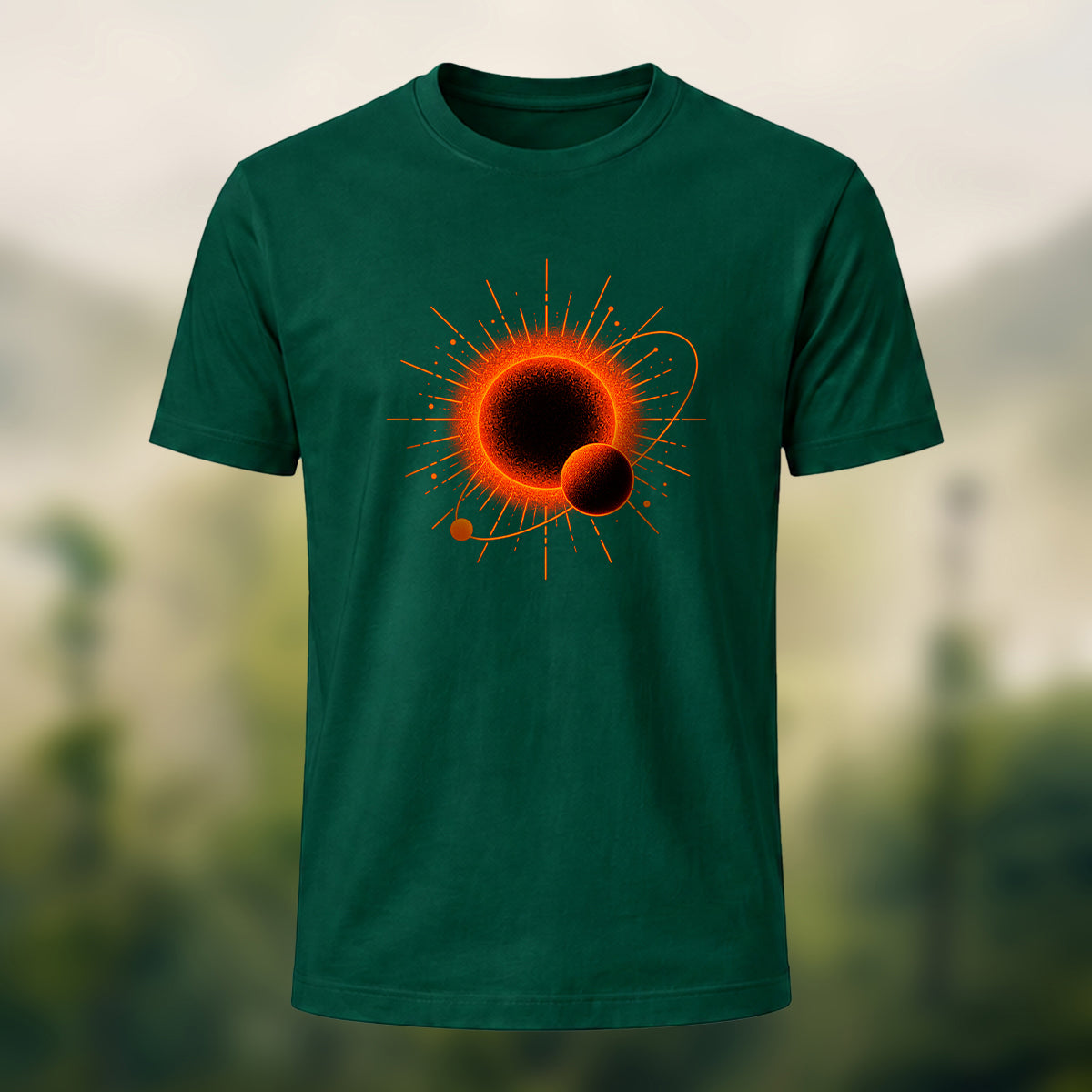 DTG Solar Planet Print Combed Cotton T-Shirt Forest Green