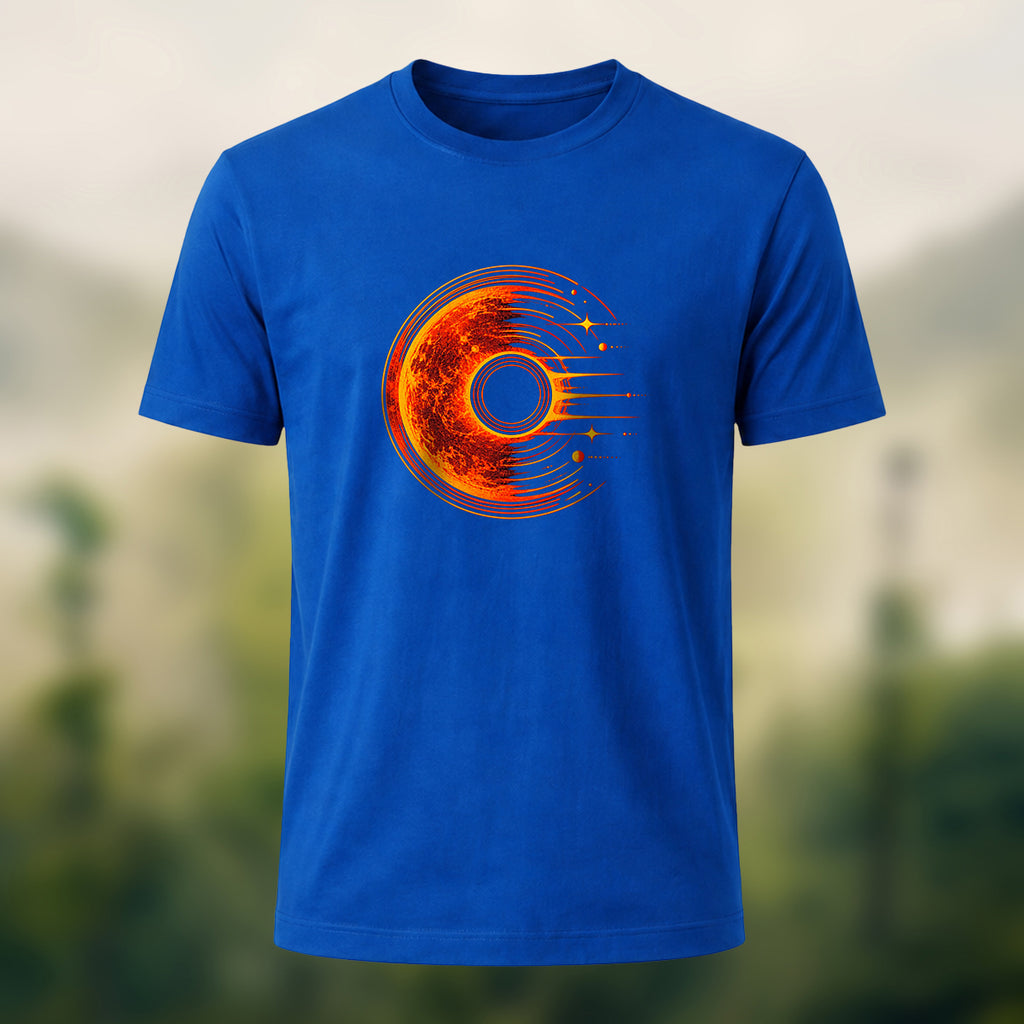 Solar Flare Print Combed Cotton T-Shirt Royal Blue