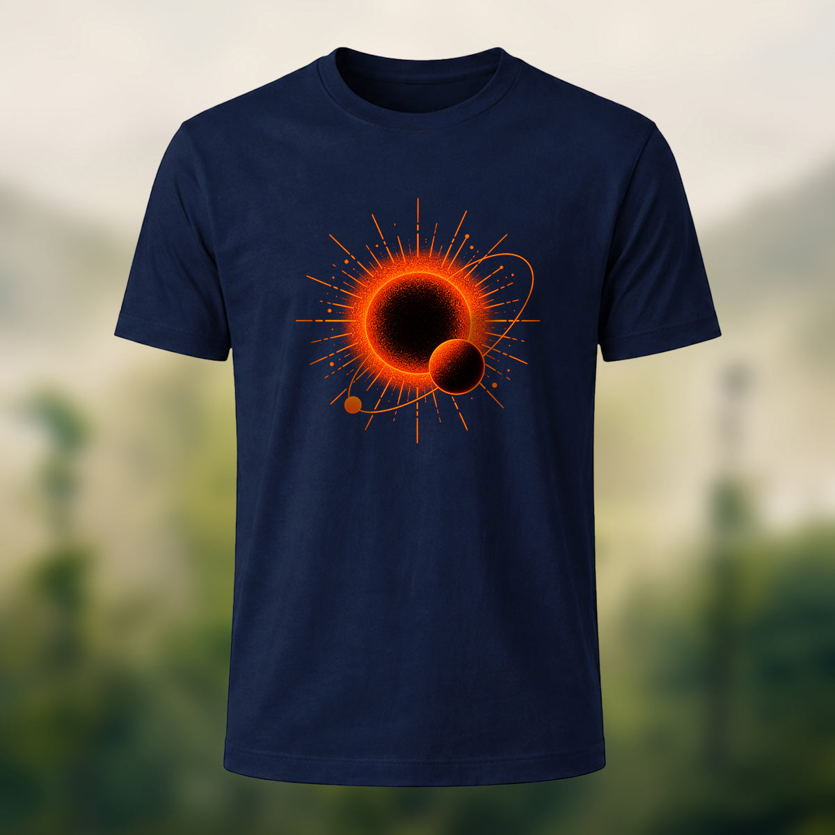 DTG Solar Planet Print Combed Cotton T-Shirt Navy
