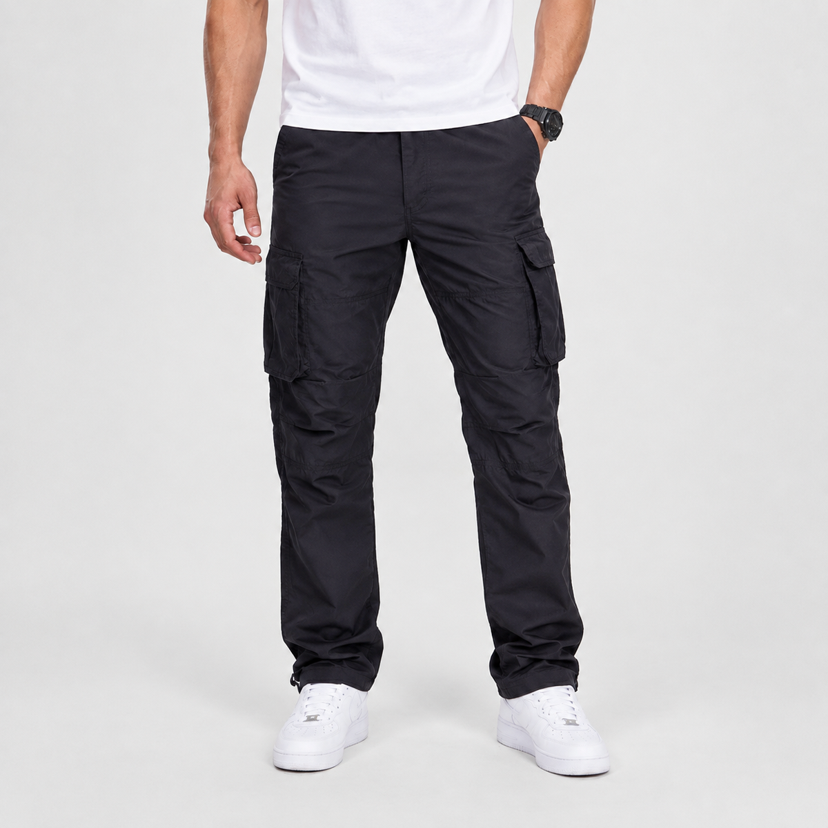 Loose Fit Outdoor Multi-Pocket Work Pants Black