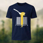 Pasta Barcode Print Casual Cotton T-Shirt Navy