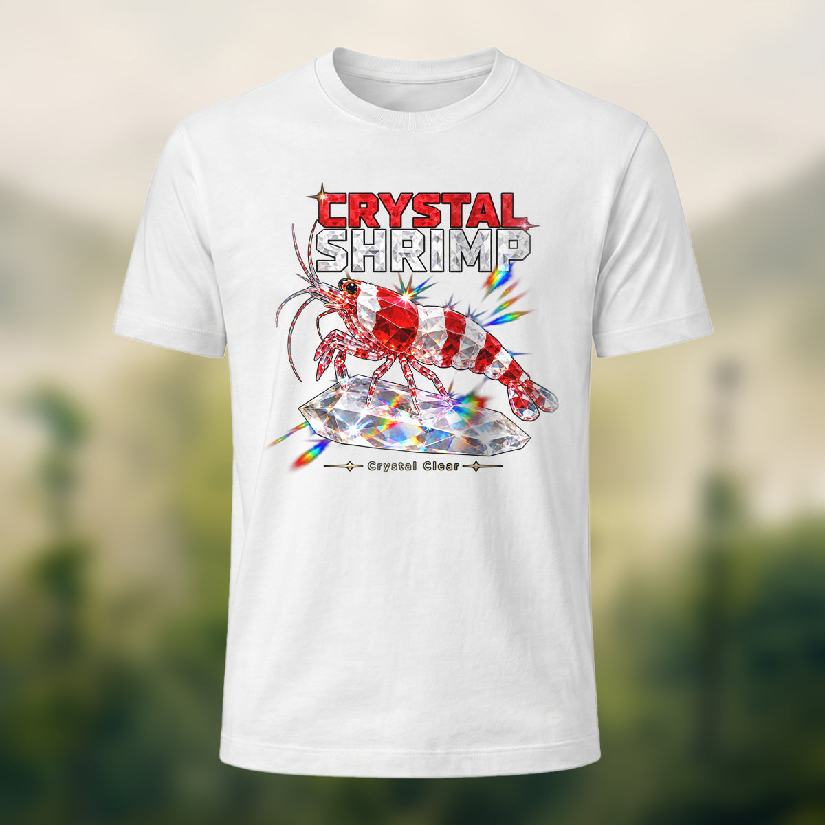 DTG Sparkling Crystal Shrimp Premium Cotton T-Shirt White