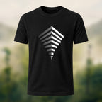 Modern Geometric Print Combed Cotton T-Shirt Black