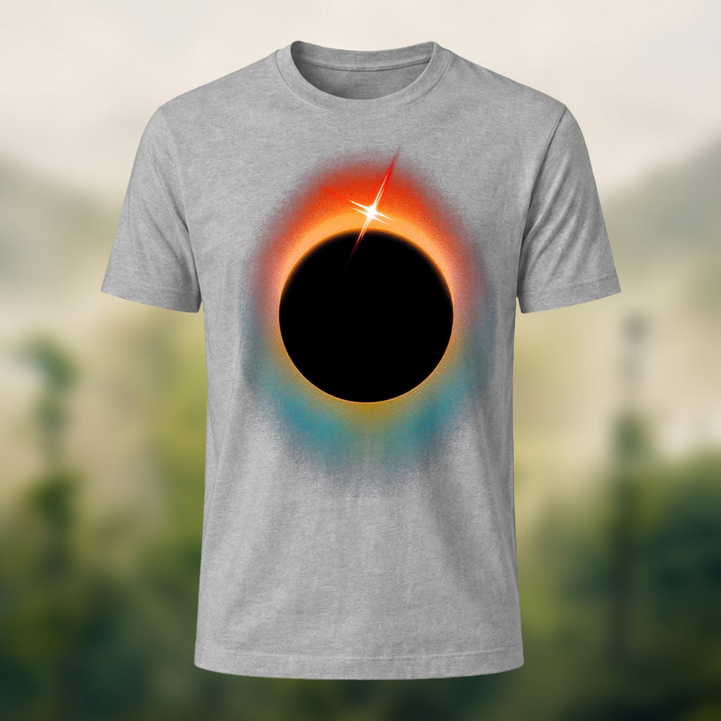 DTG Minimal Solar Eclipse Print Combed Cotton T-Shirt Heather Grey