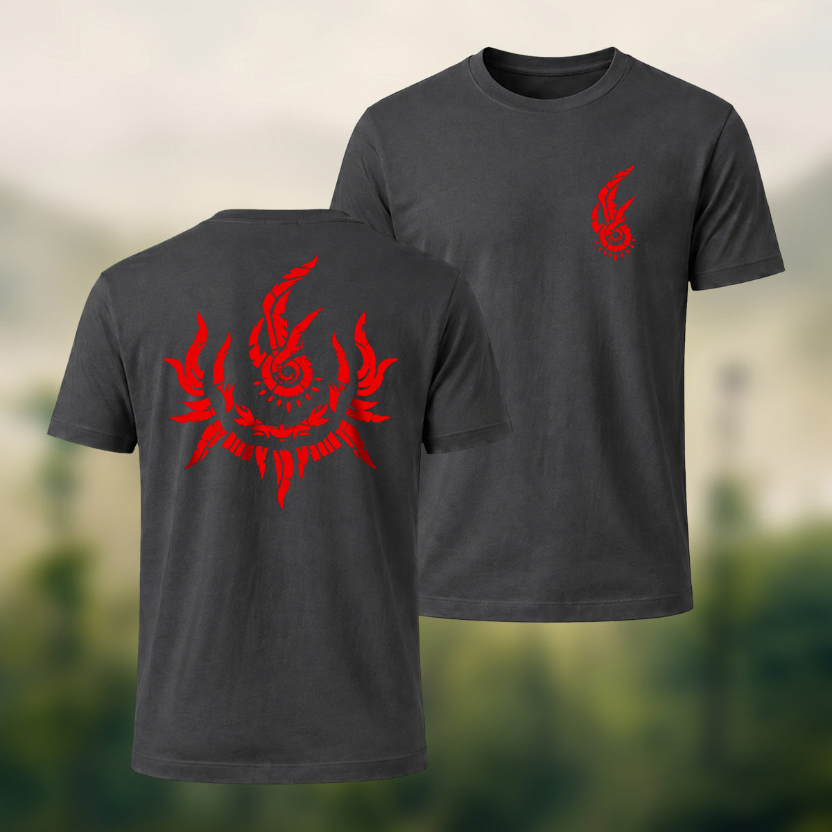 Bold Mystical Spiral Emblem Soft Cotton T-Shirt Dkgy