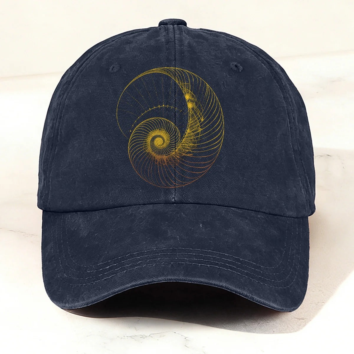 Modern Abstract Geometric Spiral Baseball Cap Navy Blue