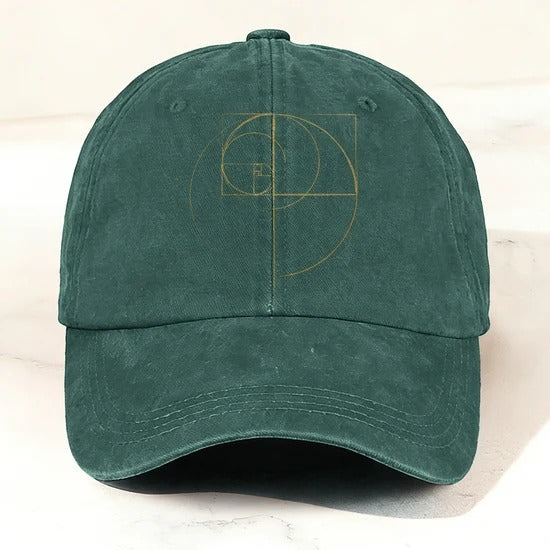 Minimal Geometric Golden Ratio Baseball Cap Dark Green