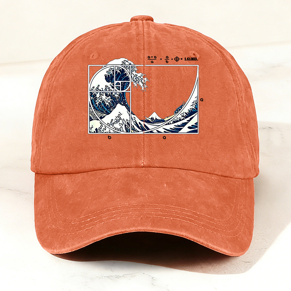 Artistic Geometric Great Wave Baseball Cap Orange