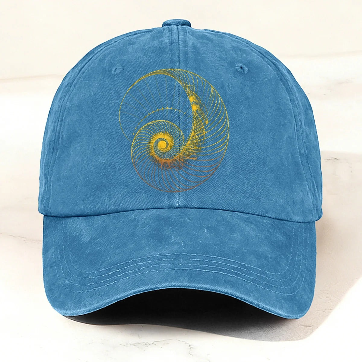 Modern Abstract Geometric Spiral Baseball Cap Sky Blue