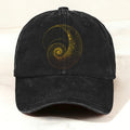 Modern Abstract Geometric Spiral Baseball Cap Black
