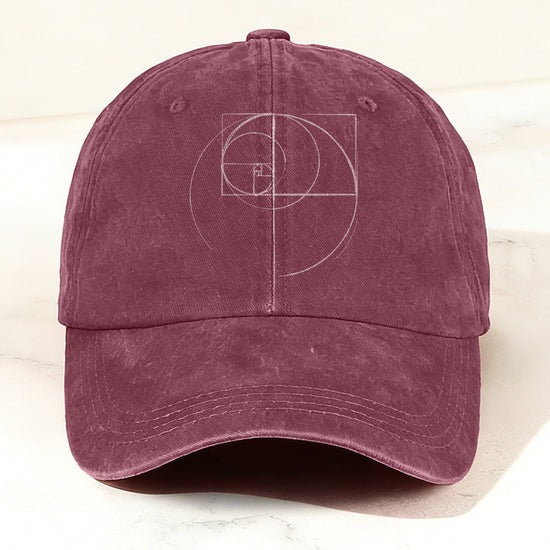 Minimal Geometric Golden Ratio Baseball Cap Claret