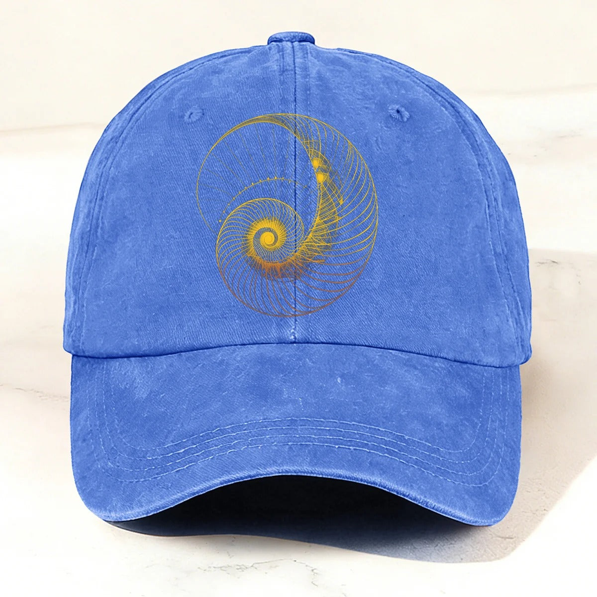 Modern Abstract Geometric Spiral Baseball Cap Blue