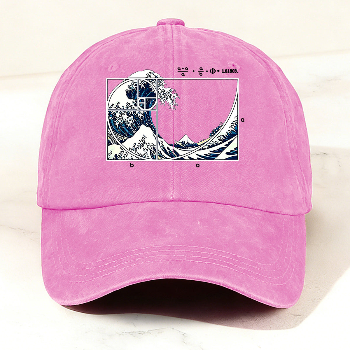 Artistic Geometric Great Wave Baseball Cap Pink
