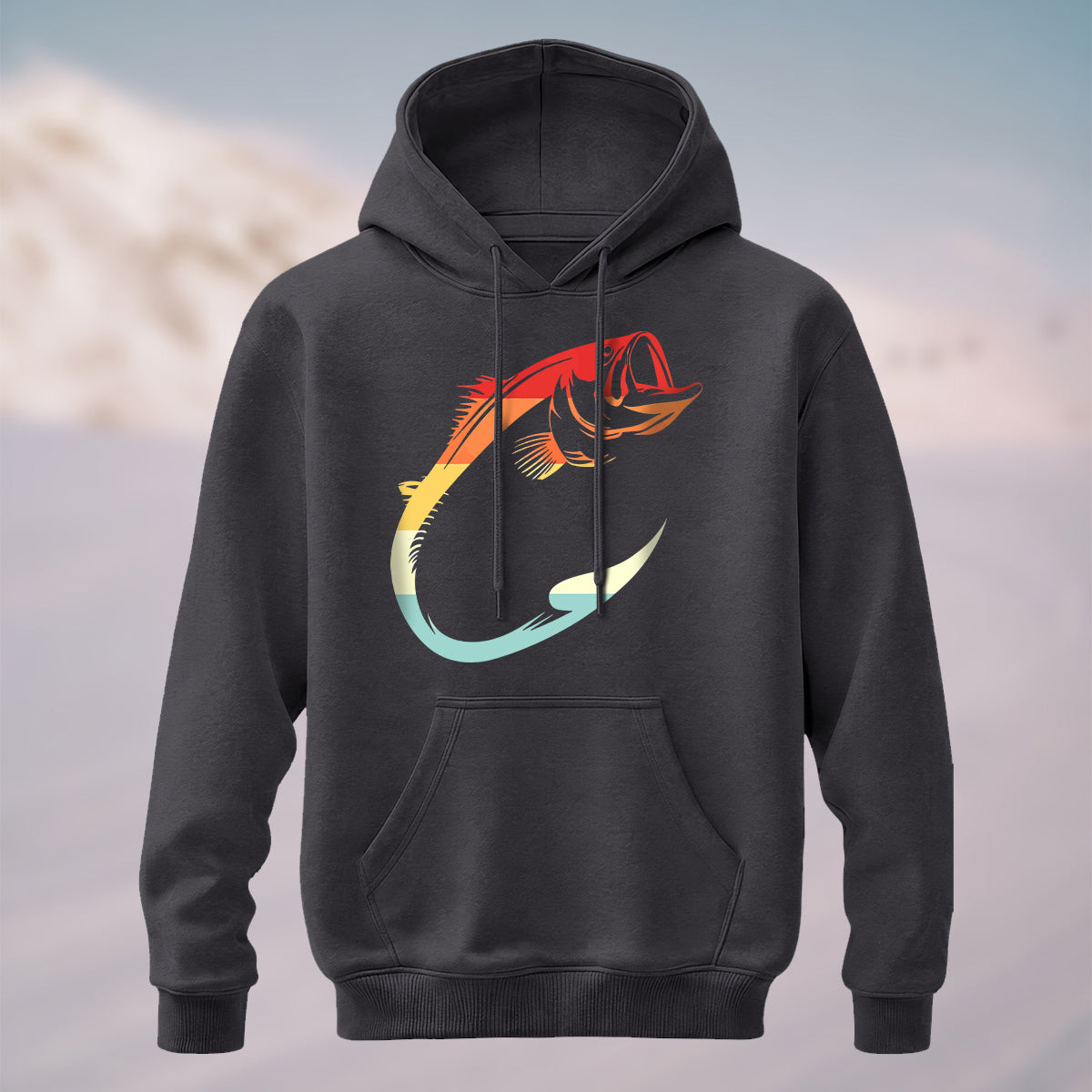 Cotton Made Artistic Angler Hook Hoodie Charcoal