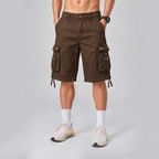 Relaxed Fit Multi-Pocket Cargo Shorts Coffee