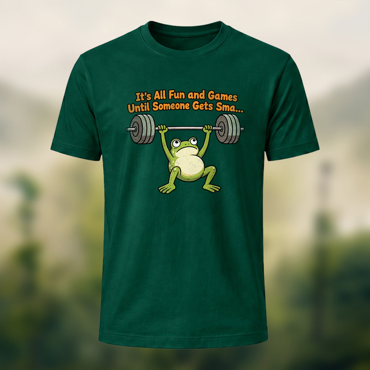 Lighthearted Fitness Frog Soft Cotton T-Shirt Forest Green