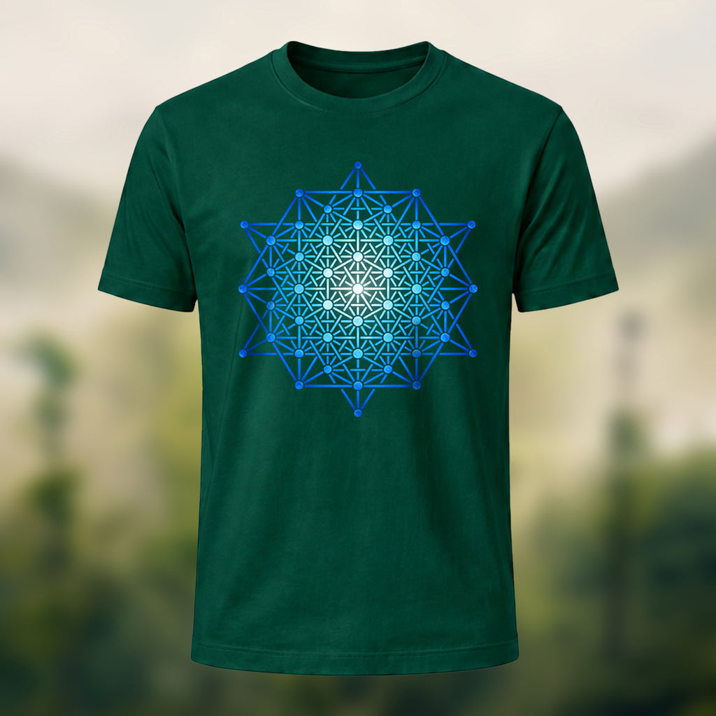 Geometric Crystal Print Premium Cotton T-Shirt Forest Green