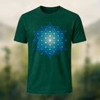 Geometric Crystal Print Premium Cotton T-Shirt Forest Green