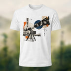Vintage Stargazing Telescope Combed Cotton T-Shirt White