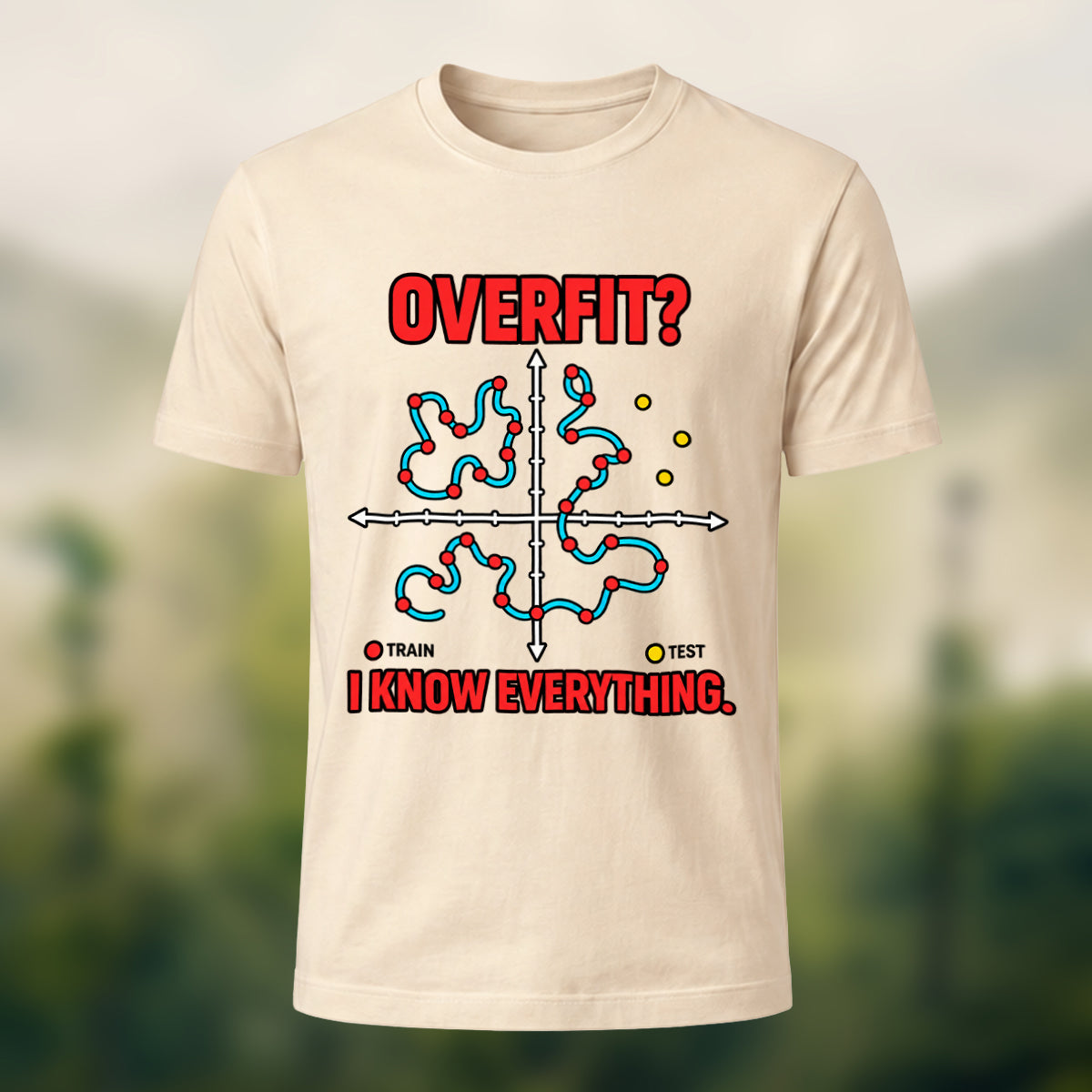 Overfit Print Casual Premium Cotton T-Shirt Beige