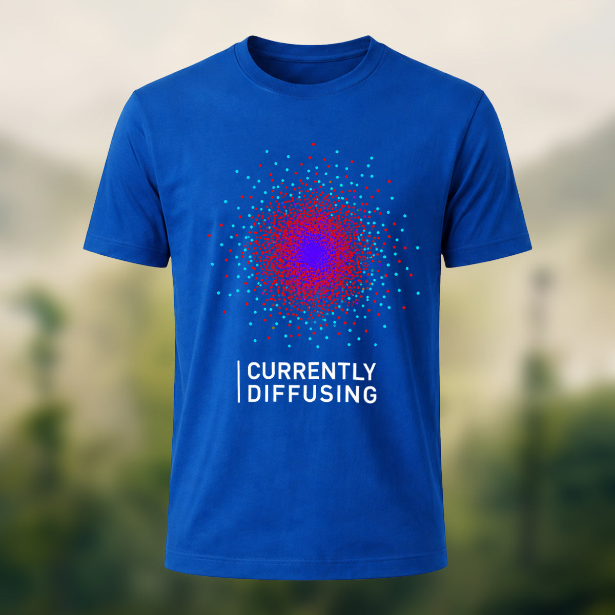DTG Currently Diffusing Print Casual Soft Cotton T-Shirt Royal Blue