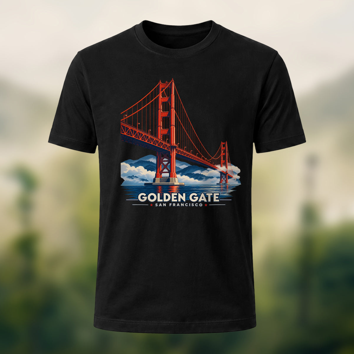Vintage Golden Gate Bridge Cotton T-Shirt Black