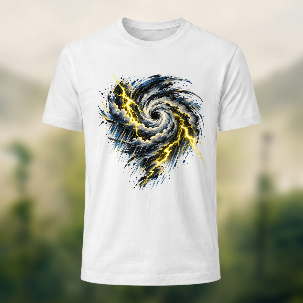 Turbulent Storm Vortex Soft Cotton T-Shirt White