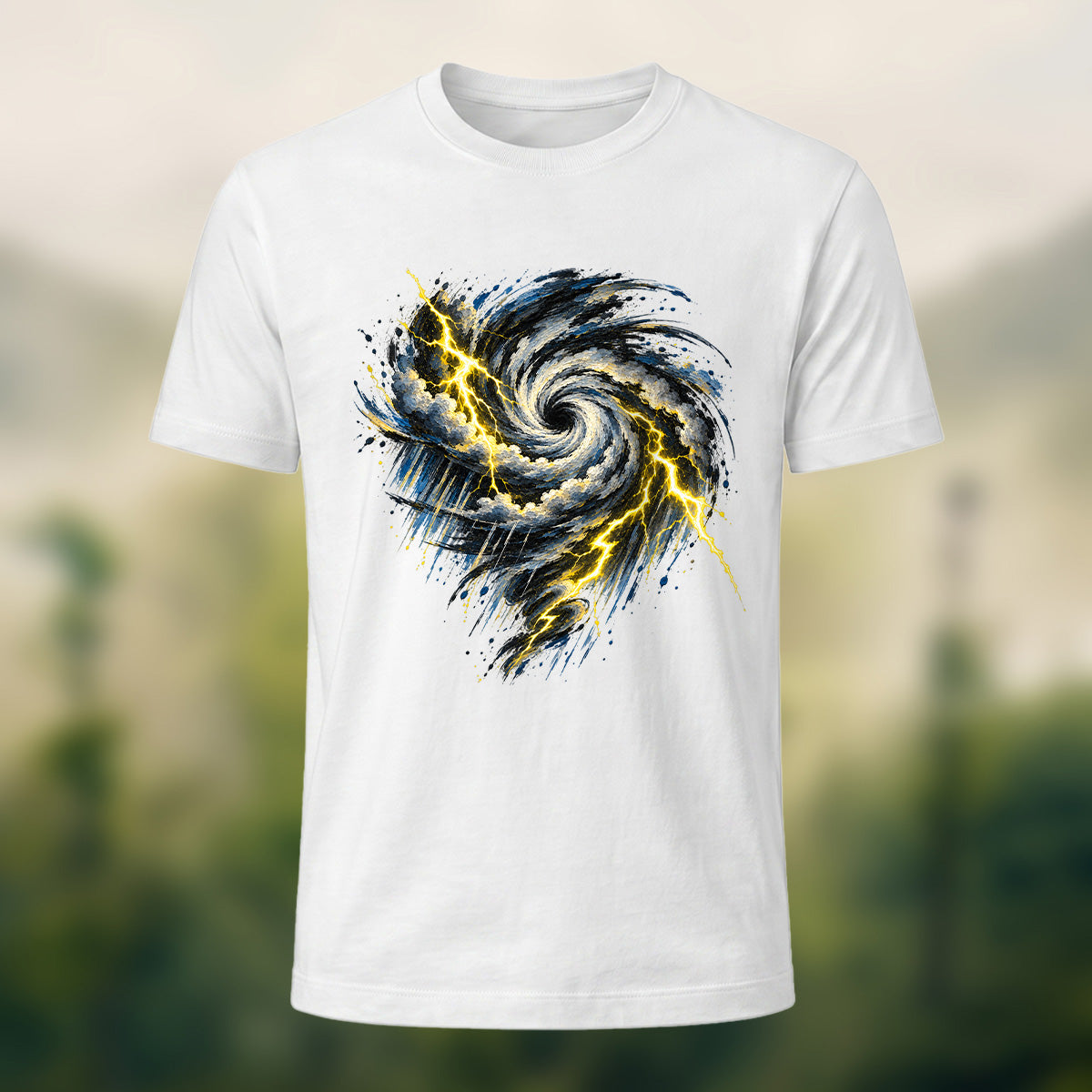 Turbulent Storm Vortex Soft Cotton T-Shirt White