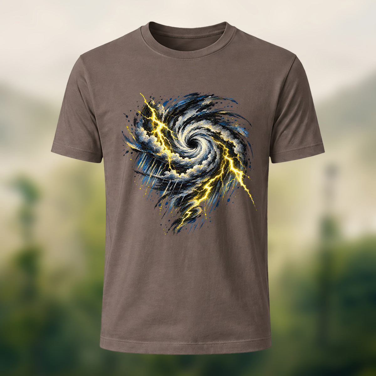 Turbulent Storm Vortex Soft Cotton T-Shirt Coffee