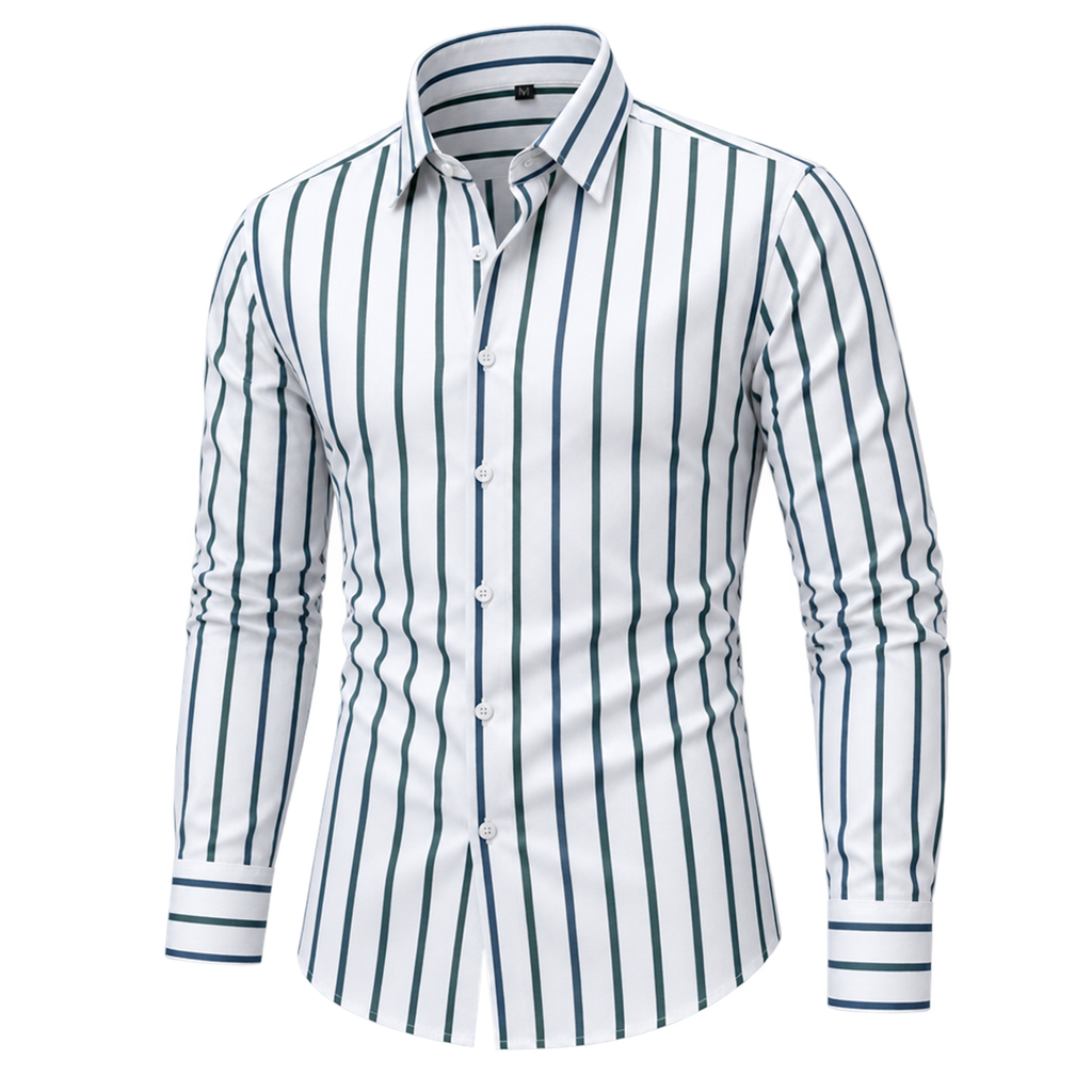 Modern Classic Vertical Striped Button-Down Shirt 01