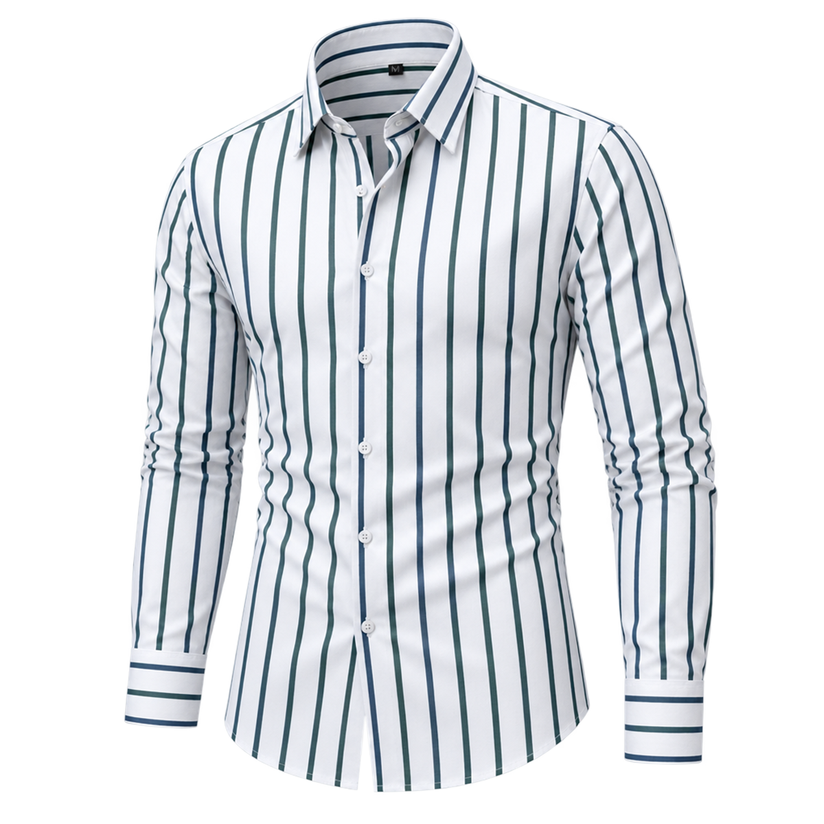 Modern Classic Vertical Striped Button-Down Shirt 01