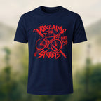 Vintage Punk Cycling Combed Cotton T-Shirt Navy