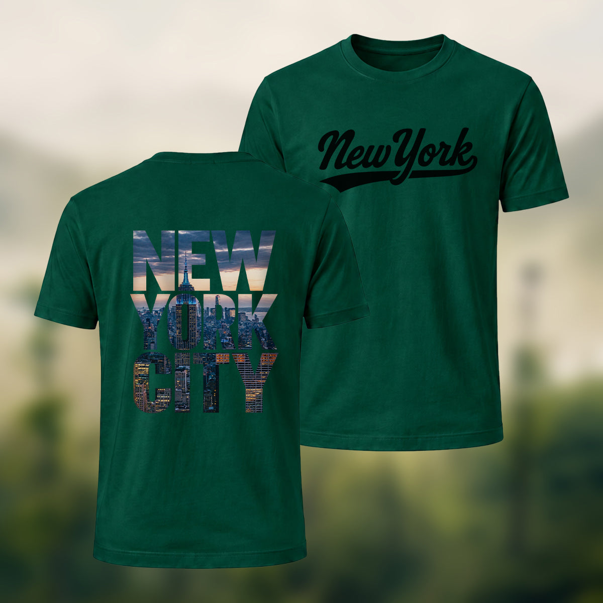 Classic New York City Premium Cotton T-Shirt Forest Green