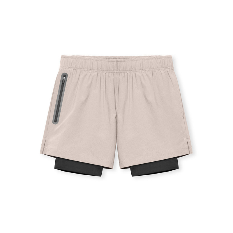 Double Layer Stretch Running Shorts Beige