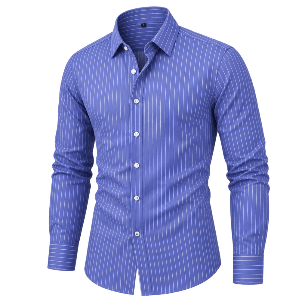 Modern Classic Vertical Striped Button-Down Shirt 05