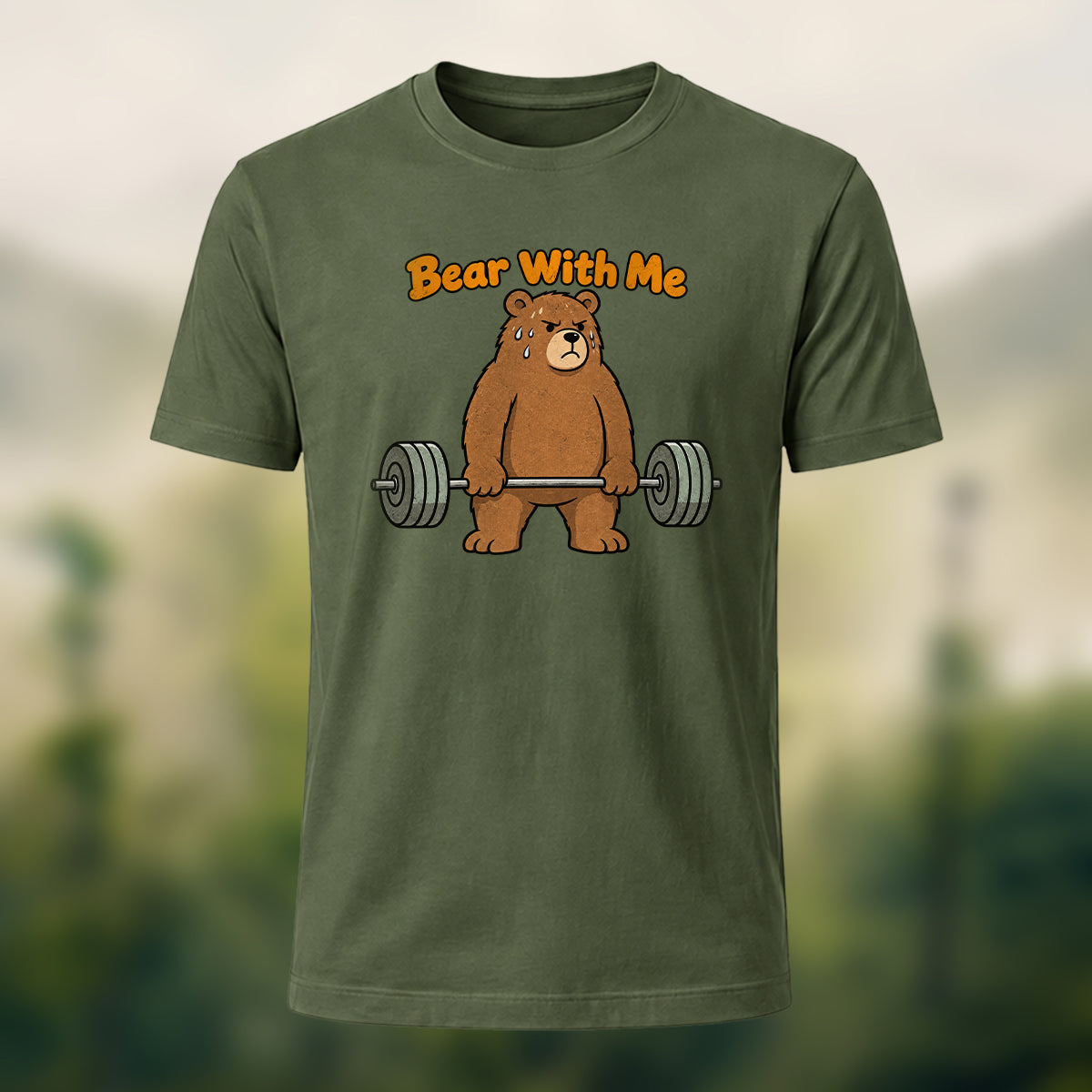 Motivational Fitness Wordplay Soft T-Shirt Olive Green