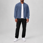 Stylish Suede Zip-Up Casual Jacket Blue