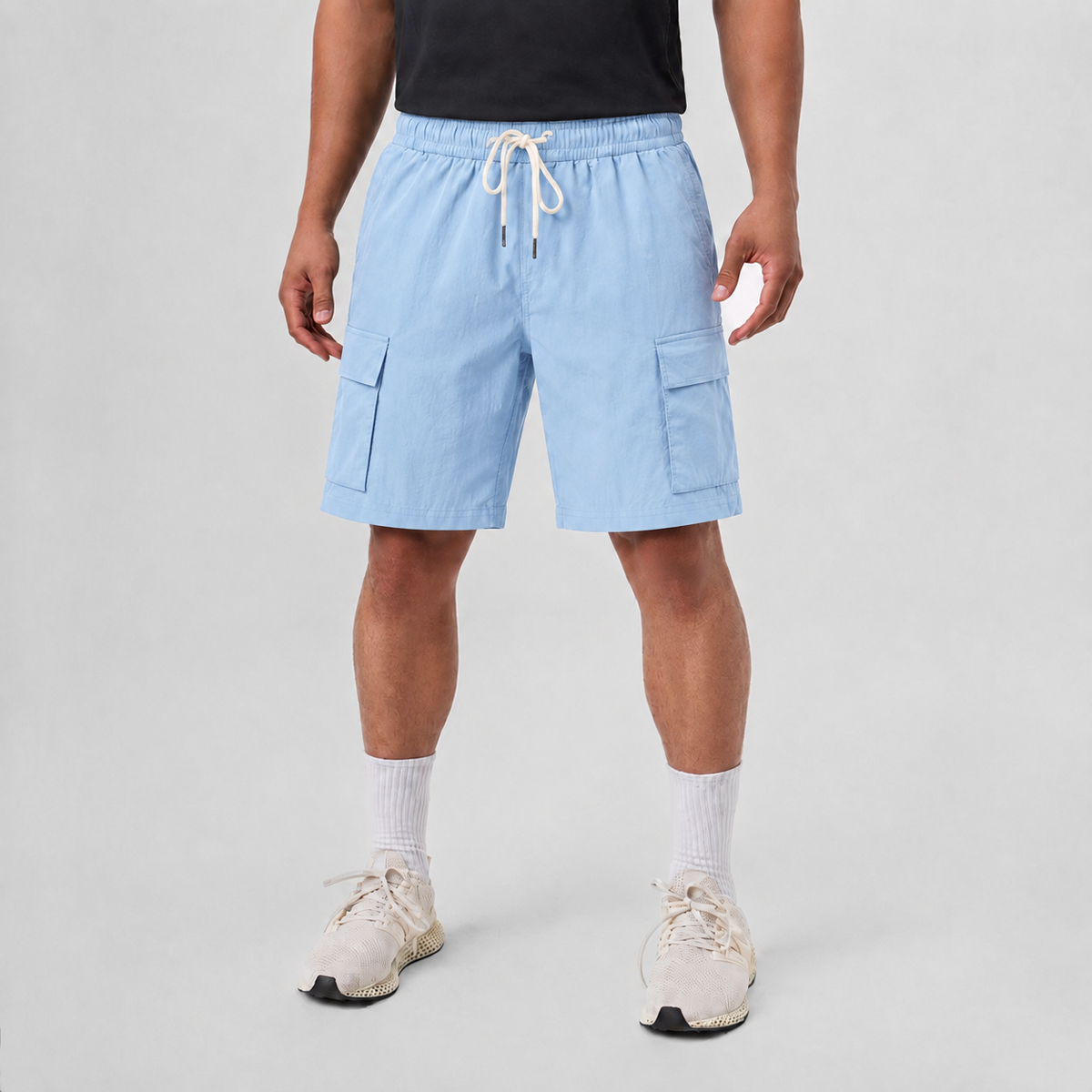 Lightweight Breathable Linen Utility Shorts Sky Blue